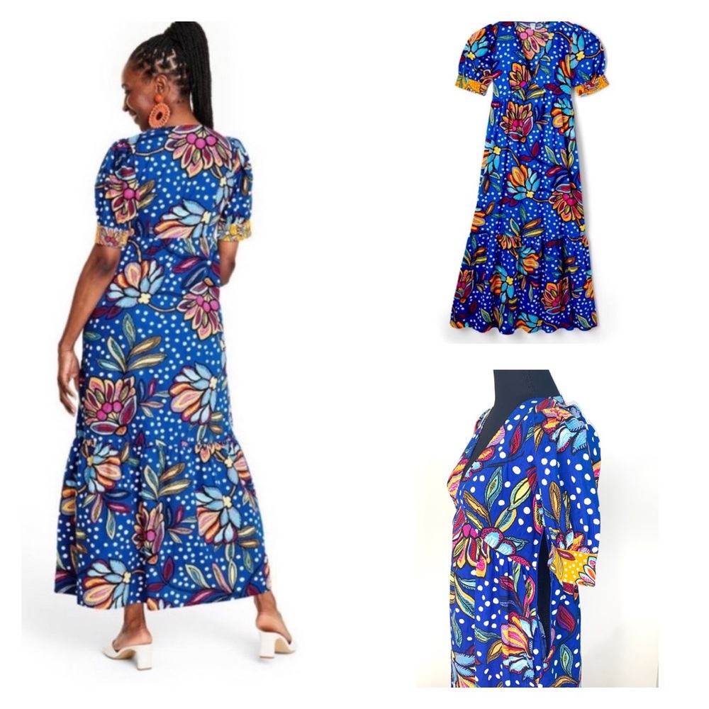 NWT Tabitha brown blue floral dress with pockets & side zipper for women size 2